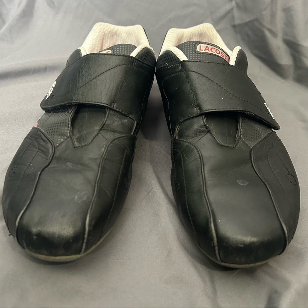 Lacoste Protect CRT low-top sneaker black red leather velcro closure Size 11.5 - Picture 3 of 10